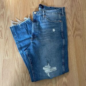 High rise slim straight jeans